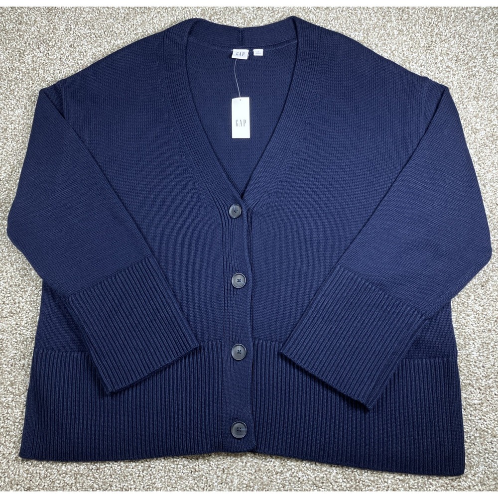 Gap‎ Women's 24/7 Split Hem Cardigan Sweater NWT Navy Blue Size Large
